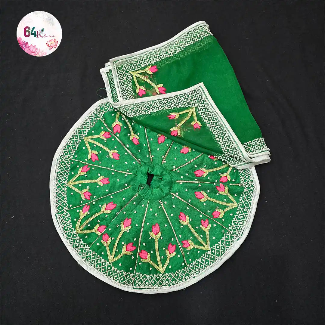 Heavy Hand Embroidery Green Poshak