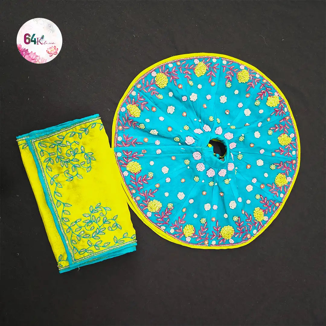 Iris Blue Hand Embroidery Poshak