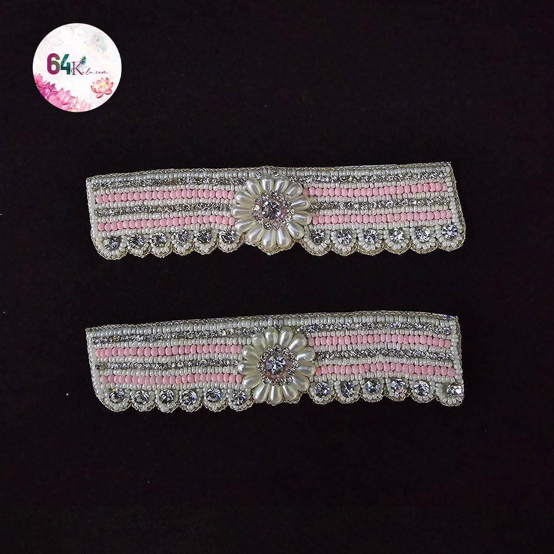 White Pink Stone Kangan Pair