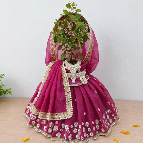 Pink Tulsi Mata Pot Poshak with Dupatta