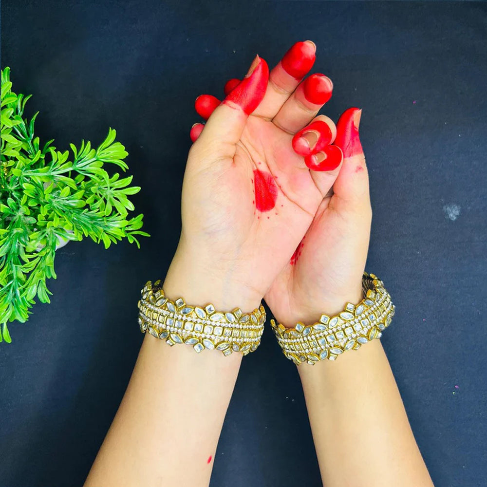 Royal Radiance Golden Kundan Style Bangles