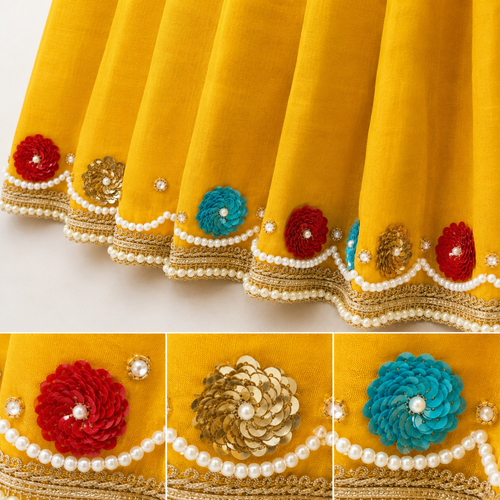 Yellow Cotton Poshak For Thakur ji or Radha Rani