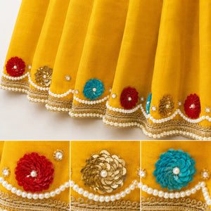 Yellow Cotton Poshak For Thakur ji or Radha Rani