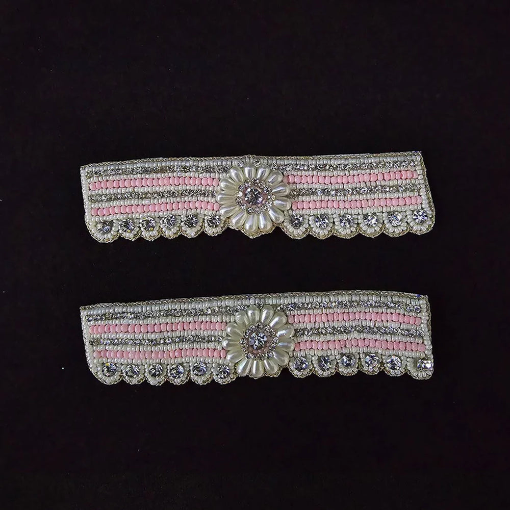White Pink Stone Kangan Pair