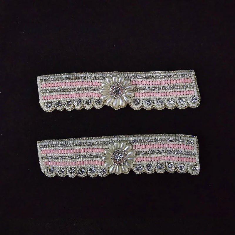 White Pink Stone Kangan Pair