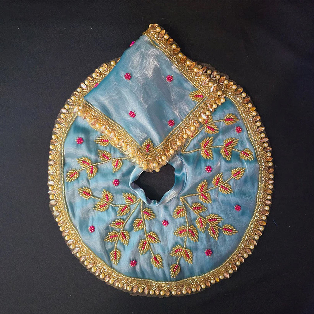 Heavy Hand Embroidery Laddu Gopal ji Sea Blue Poshak