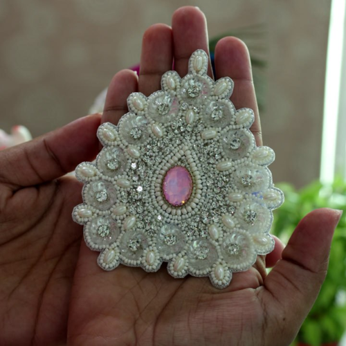 Pink White Stone Thakur ji Tipara