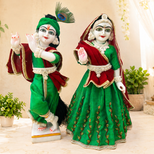 Green Cotton Poshak For Thakur ji or Radha Rani