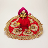 Heavy Hand Embroidery Laddu Gopal ji Red Kundan Poshak
