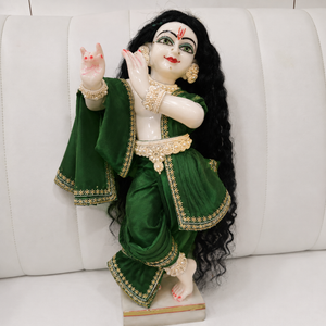 Green Radha Rani Saree with Thakur Ji Dhoti & Patka