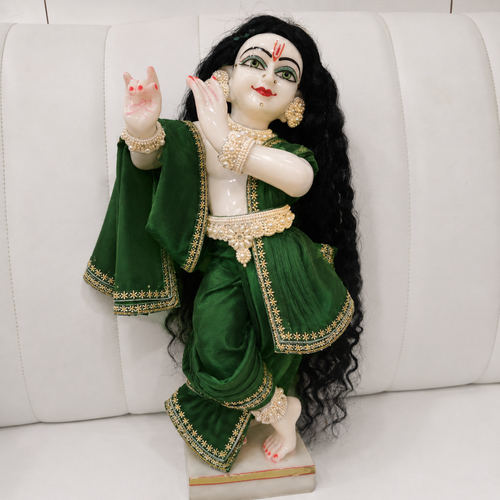 Green Radha Rani Saree with Thakur Ji Dhoti & Patka