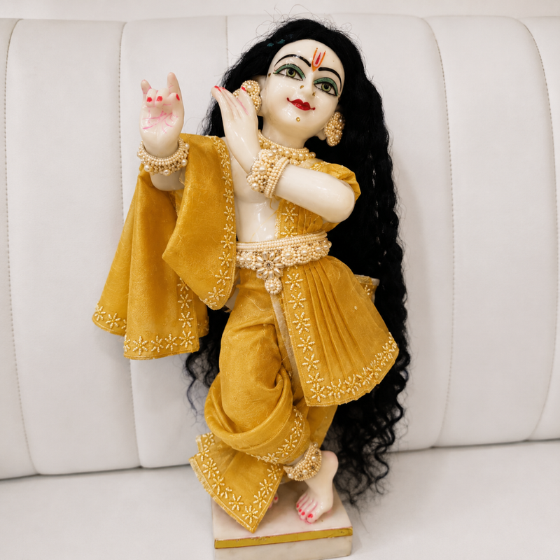 Yellow Radha Rani Saree with Thakur Ji Dhoti & Patka
