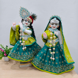 Hand Embroidered Sea Green Poshak for Thakur Ji & Radha Rani