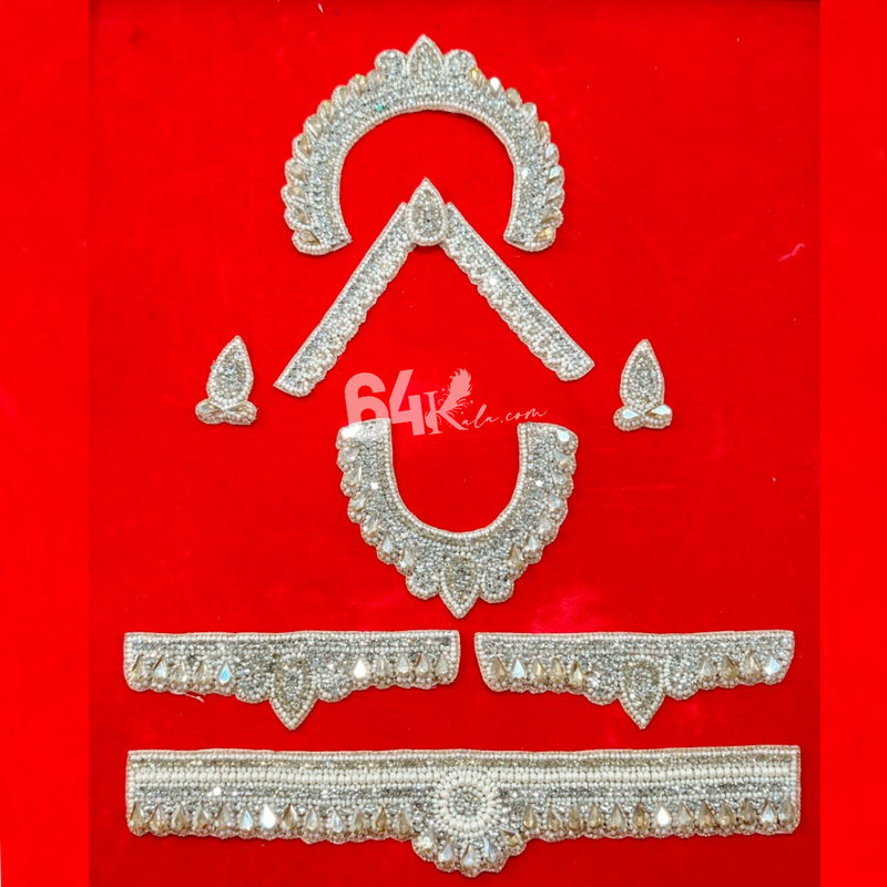 White & silver stone Jewellery Set for Radha Rani