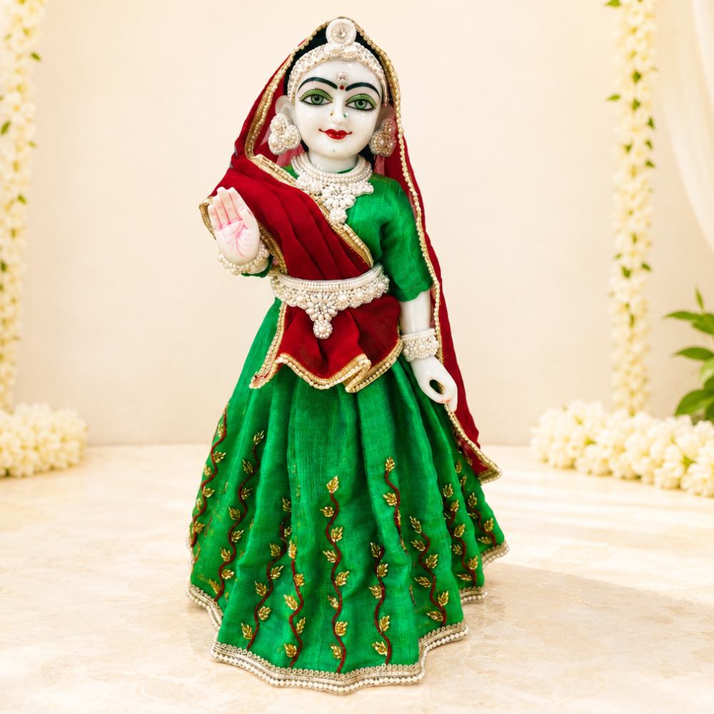 Green Cotton Poshak For Thakur ji or Radha Rani