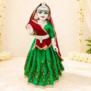Green Cotton Poshak For Thakur ji or Radha Rani