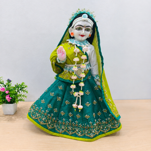 Sky Blue Pearl Jewellery Set For Radha Rani