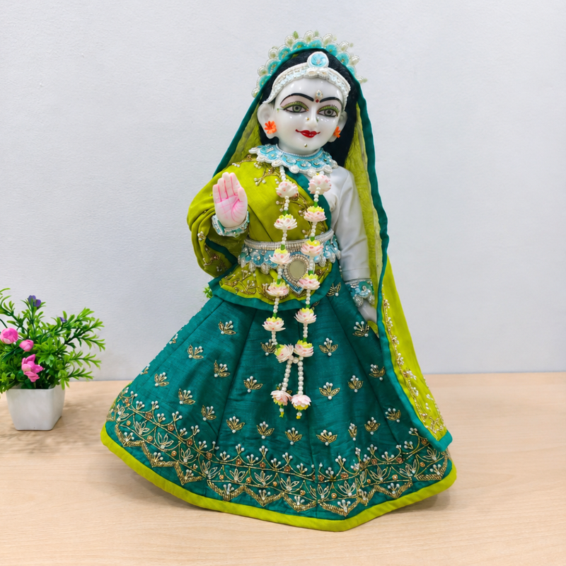 Sky Blue Pearl Jewellery Set For Radha Rani