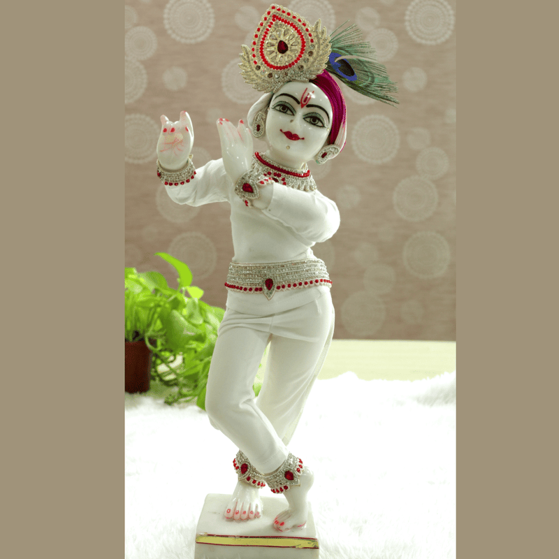 Red Stone Jewellery Set for Krishna ji