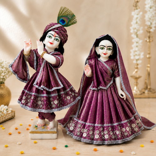 Premium Purple Embroidery Radha Krishna Poshak