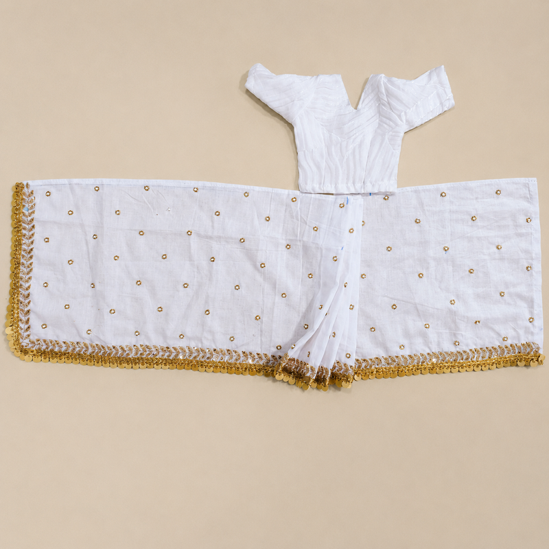 White Embroidered Radha Rani Saree