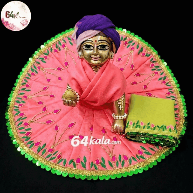 Heavy Hand Embroidered Pink Poshak for Laddu Gopal Ji