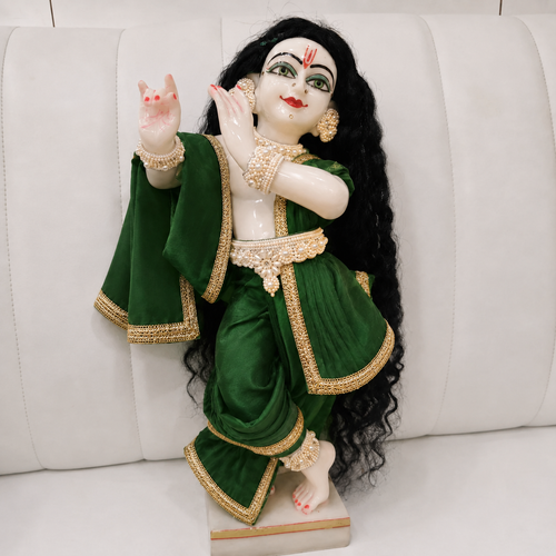 Green Radha Rani Saree with Thakur Ji Dhoti & Patka