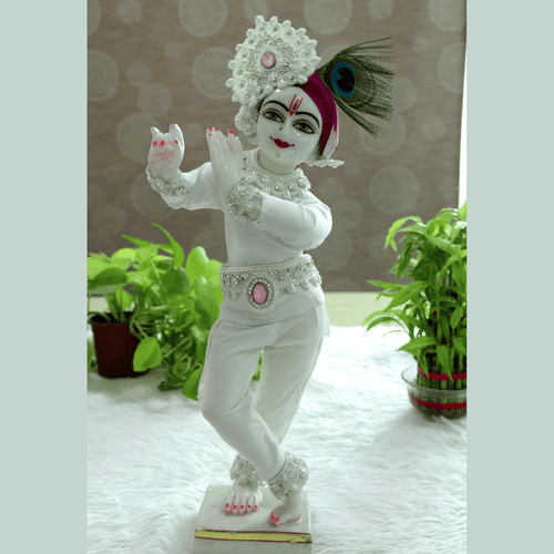 White & Pink Stone Jewellery Set For Thakur ji