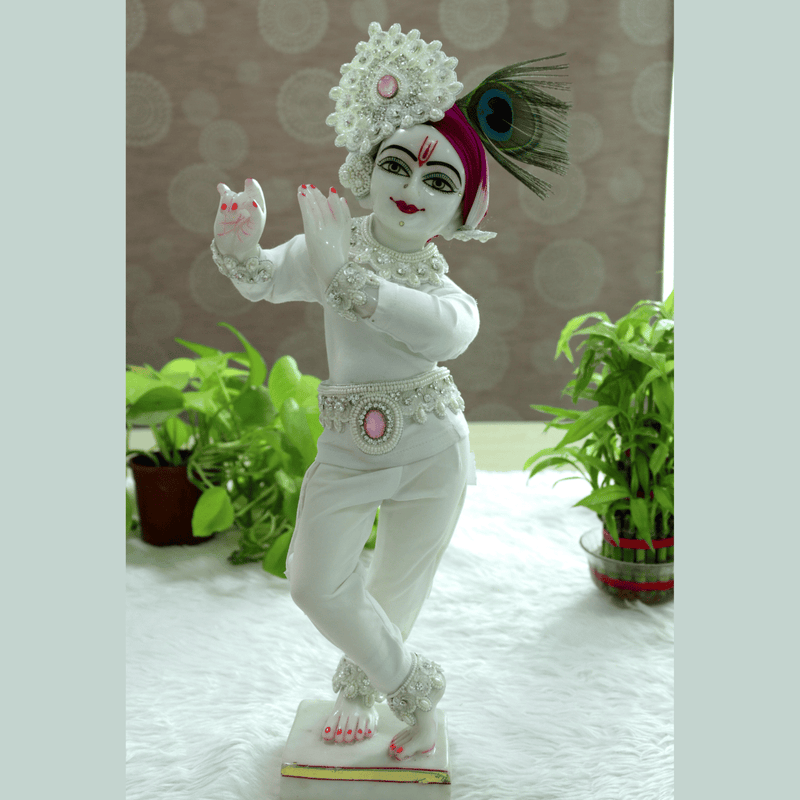 White & Pink Stone Jewellery Set For Thakur ji