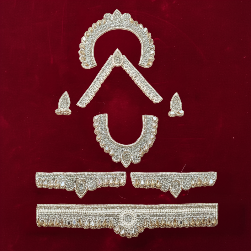 White & silver stone Jewellery Set for Radha Rani