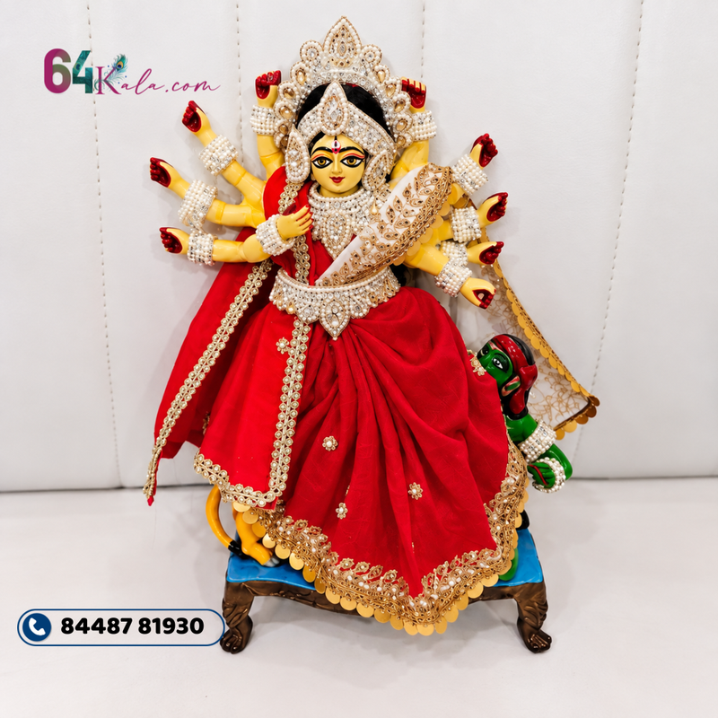 Durga Mata Red Saree & Jewellery set