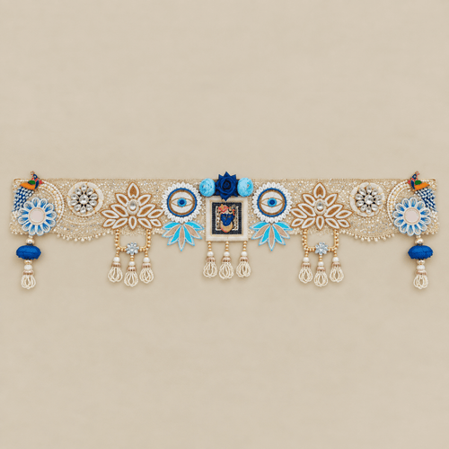 Blue Evil Eye Floral Toran – 40 Inch
