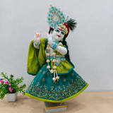 Sky Blue Pearl Jewellery Set For Krishna ji