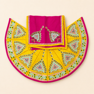 Radha Krishna Yellow Pink poshak