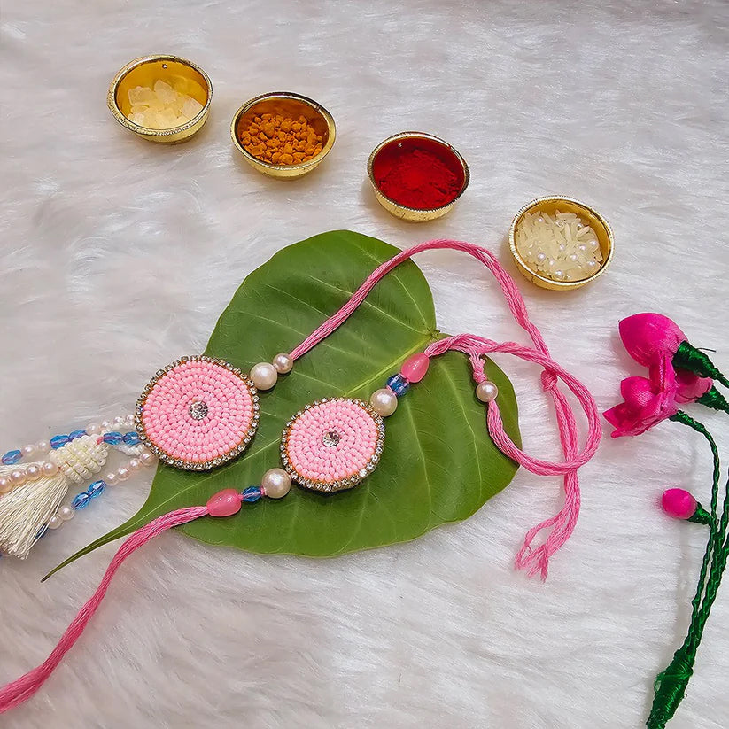 Charming Pink Rakhi Set