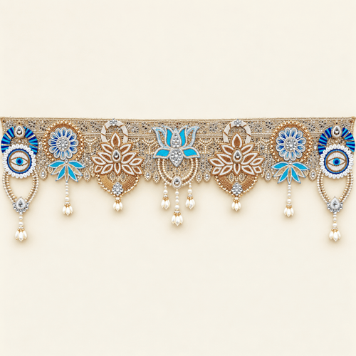 Blue Evil Eye & Lotus Toran – 40 Inch