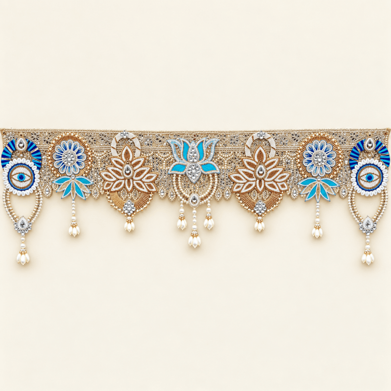 Blue Evil Eye & Lotus Toran – 40 Inch
