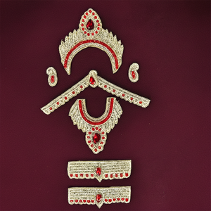 Red Stone Jewellery Set For Radha Rani
