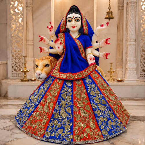 Mata Rani Red & Blue Poshak