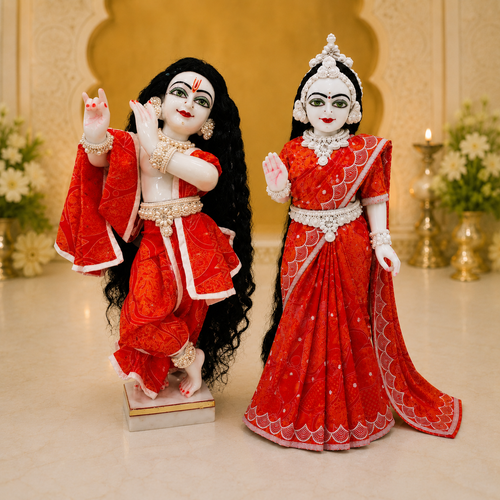 Traditional Bright Red Radha Rani Saree