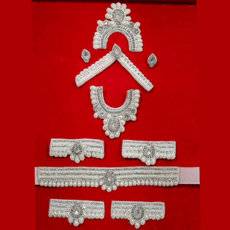 White Stone Jewellery Set For Radha Rani