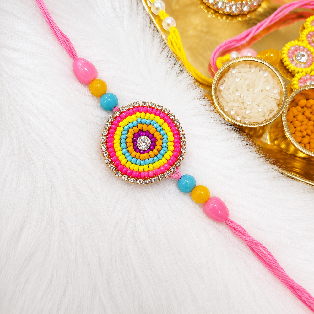 Unique Multicolor Beaded Rakhi for Sibling Love