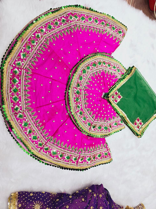 Royal Rani & Dark Green dupatta Hand Embroidery Poshak