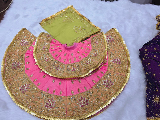 Hand Embroidery Pink-Golden Poshak