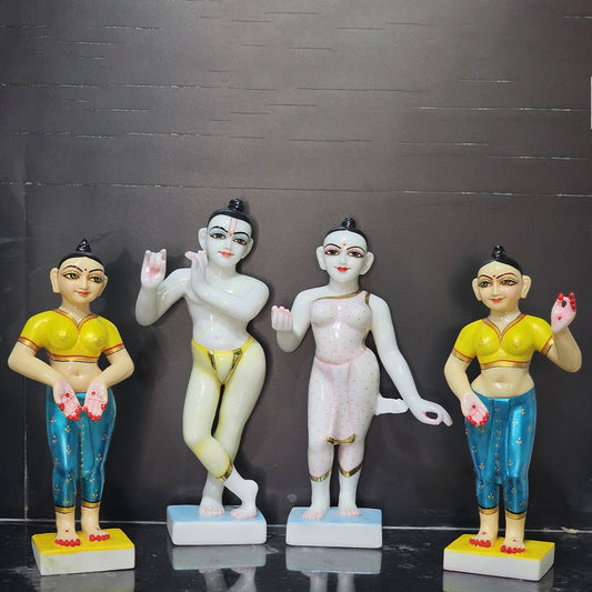 Marble Radha Krishna Idols with Lalita ji & Vishakha ji