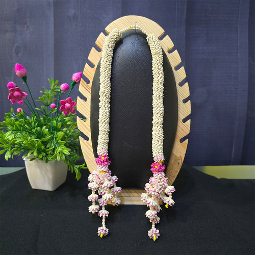 64kala Handmade Vasuki White Pink Flower Garlands