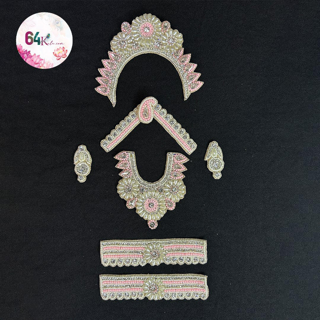 Pink White Stone Jewellery Set 