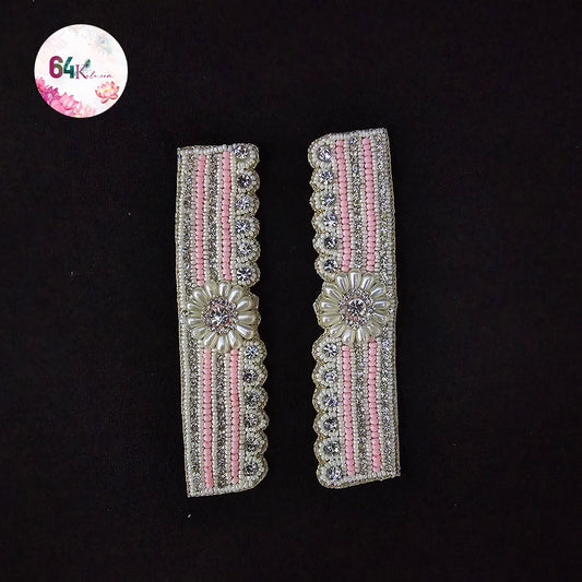 White Pink Stone Payal Pair 