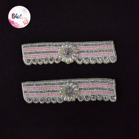 White Pink Stone Kangan Pair