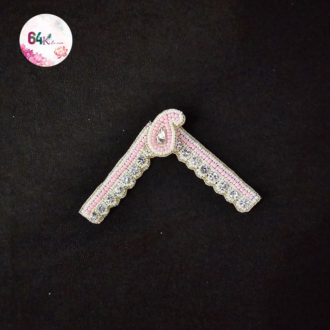 White Pink Stone Mathapatti Earrings 